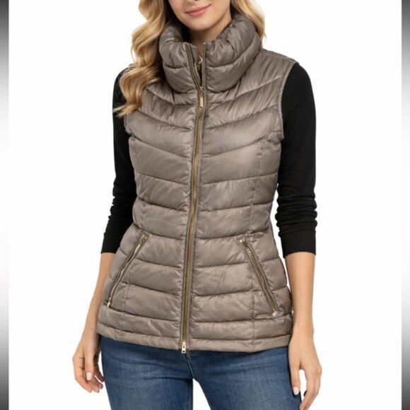 Calvin Klein Jackets & Blazers - Calvin Klein Women's Puffer Vest With Stand-Up Collar Size Medium Brown